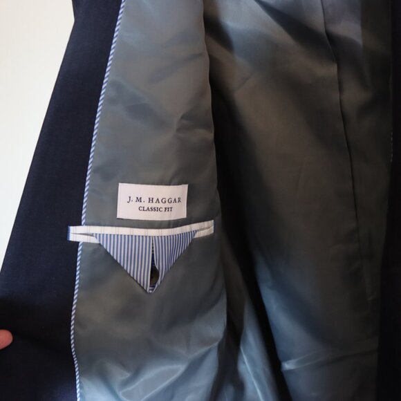 JM Haggar Men's suit jacket, classic fit, dark navy, new and unused, size 50L - Picture 10 of 11